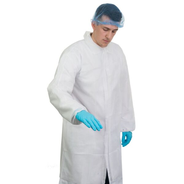 D66 - Velcro Non-Woven Coats with Elasticated Cuffs (1 Box of 50) Thumbnail
